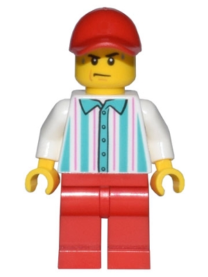 LEGO Hot Dog Vendor - Red Legs and Cap, Sweat Drops minifigure