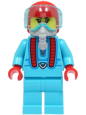 LEGO Stuntz Driver - Female, Medium Azure Jumpsuit, Red Helmet minifigure