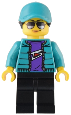 LEGO Custom Car Garage Driver - Female, Dark Turquoise Jacket, Black Legs, Dark Turquoise Ball Cap minifigure