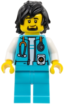 LEGO Arctic Explorer - Male, Stethoscope, Medium Azure Legs, Black Hair minifigure