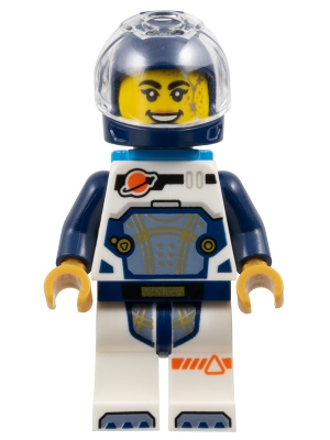 LEGO Astronaut - Female, Dark Blue Helmet, Dark Azure Backpack, White Space Suit with Dark Blue Arms minifigure