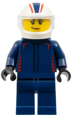 LEGO Formula 1 Driver, Red Bull - Female, Dark Blue Racing Suit, White Helmet, Trans-Clear Visor minifigure