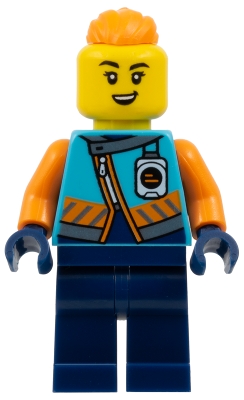 LEGO Arctic Explorer - Female, Medium Azure Jacket, Name Badge, Orange Topknot Braid Hair minifigure