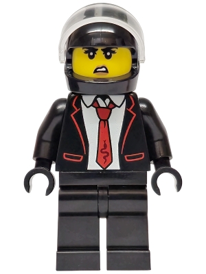 LEGO Police - City Bandit Crook Female, Black Tuxedo with Red Tie, Black Legs, Black Helmet minifigure cty1969