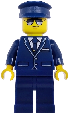 LEGO Passenger Plane Pilot - Male, Dark Blue Suit with Tie and Hat minifigure cty1977