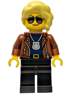 LEGO Police - City Detective Female, Reddish Brown Jacket, Black Legs, Bright Light Yellow Hair minifigure cty1988