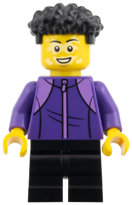 LEGO Child - Boy, Dark Purple Tracksuit, Black Medium Legs, Coiled Hair minifigure cty2005