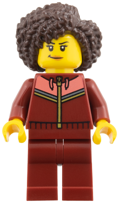 LEGO Woman - Dark Red Tracksuit, Dark Brown Coiled Hair minifigure cty2006