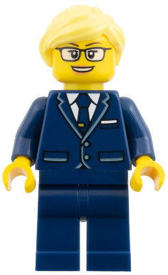 LEGO Passenger Plane Pilot - Female, Dark Blue Suit with Tie, Bright Light Yellow Ponytail minifigure cty2008