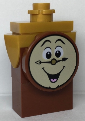 LEGO Cogsworth - Printed Face, Pearl Gold Top, no Pendulum Sticker minifigure