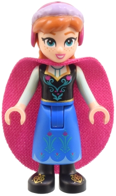 LEGO Anna - Blue Skirt, Black Boots and Black Top, Light Aqua Sleeves, Magenta Cape minifigure
