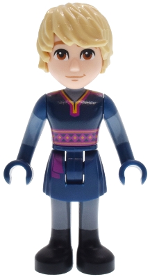 LEGO Kristoff - Dark Blue Tunic, Black Boots and Sand Blue Sleeves, Medium Nougat Smile minifigure