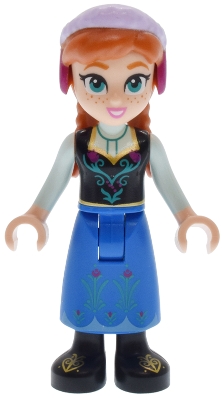 LEGO Anna - Blue Skirt, Black Boots and Black Top, Light Aqua Sleeves, Narrow Smile minifigure