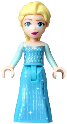 LEGO Elsa - Medium Azure Dress, Medium Blue Long Narrow Glitter Cape, Smirk Narrow minifigure dp240