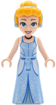 LEGO Cinderella - Bright Light Blue and Metallic Light Blue Dress, Bright Light Orange Hair, Reddish Brown Eyebrows minifigure dp245