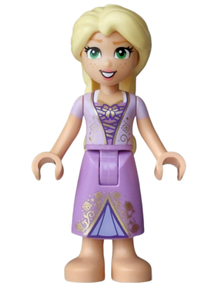 LEGO Rapunzel (Medium Tan) - Mini Doll, Lavender Top, Medium Lavender Dress, Bright Pink Flower, Gold Bow minifigure dp250