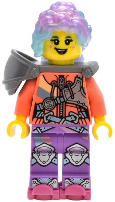 LEGO Izzie (Isabel Christina Garcia) - Coral Sweater with Stripes, Flat Silver Shoulder Armor, Dark Pink Roller Skates minifigure