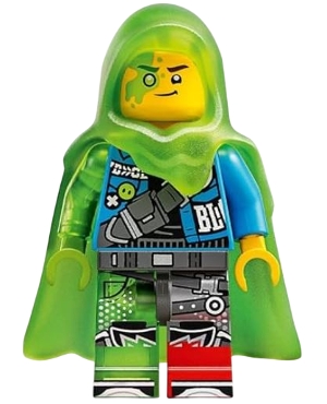 LEGO Mateo - Dark Azure Jacket, Trans-Bright Green Cape with Hood minifigure