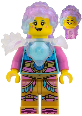 LEGO Izzie - Satin Trans-Clear Armor with Satin Trans-Light Blue Gem minifigure drm111