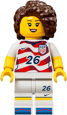 LEGO Soccer Player - Female, US Team, Stripes Jersey minifigure edi008