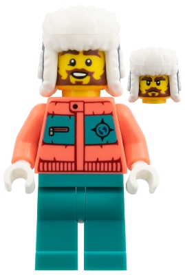 LEGO Arctic Explorer - Coral Jacket, Dark Turquoise Legs, Dark Blue Ushanka Hat minifigure edu029