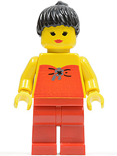 LEGO Red Halter Top - Red Legs, Black Ponytail Hair minifigure
