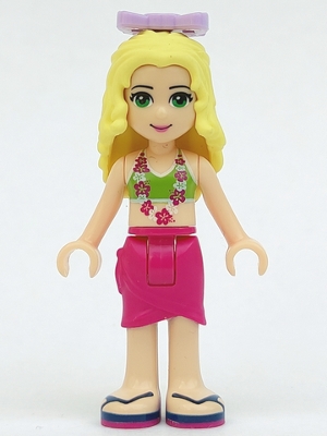 LEGO Friends Isabella, Magenta Wrap Skirt, Lime Bikini Top, Bow minifigure