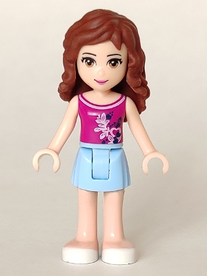 LEGO Friends Olivia, Bright Light Blue Skirt, Magenta Top minifigure