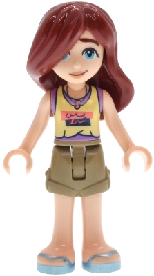 LEGO Friends Paisley - Bright Light Yellow and Medium Lavender Tank Top, Dark Tan Shorts, Metallic Light Blue Sandals minifigure