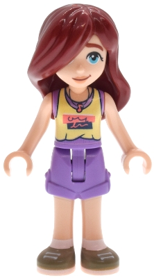 LEGO Friends Paisley - Bright Light Yellow and Medium Lavender Tank Top, Medium Lavender Shorts, Dark Tan Shoes minifigure