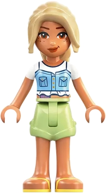 LEGO Friends Sara - Bright Light Blue Top, Ostomy Bag, Yellowish Green Shorts, Bright Light Yellow Sandals minifigure