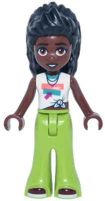 LEGO Friends Elsa D - White Knotted Sleeveless Shirt, Lime Trousers Bell-Bottoms, Dark Red Shoes minifigure