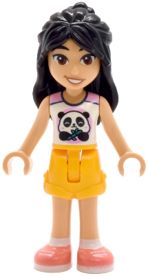 LEGO Friends Liann - White Top with Panda, Bright Light Orange Shorts, Coral Shoes minifigure
