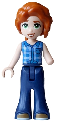 LEGO Friends Autumn - Blue Tied Flannel Vest, Dark Blue Trousers Bell-Bottoms, Dark Tan Shoes minifigure