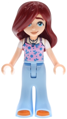 LEGO Friends Paisley - Bright Pink Tank Top, Bright Light Blue Trousers Bell-Bottoms, Orange Shoes minifigure