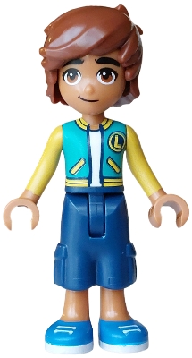 LEGO Friends Leo - Dark Turquoise and Yellow Jacket, Dark Blue Cropped Trousers, Blue Shoes minifigure