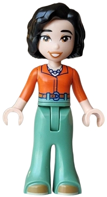 LEGO Friends Michelle - Reddish Orange Shirt, Sand Green Trousers Bell-Bottoms, Medium Nougat Shoes minifigure