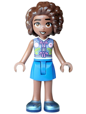 LEGO Friends Aliya - Sand Blue Vest, Blue Skirt, Metallic Light Blue Shoes minifigure frnd0897