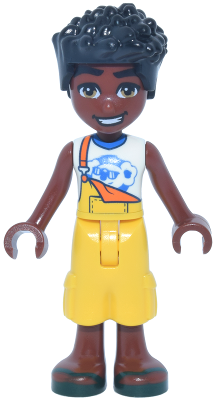 LEGO Friends Zac - Yellow Overalls with Cropped Trousers, Dark Green Sandals minifigure frnd0902