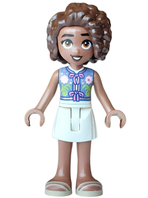 LEGO Friends Aliya - Sand Blue Vest, White Skirt, Tan Sandals minifigure frnd0907