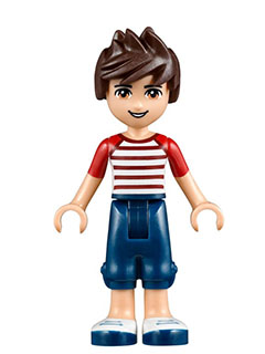LEGO Friends Noah, Dark Blue Cropped Trousers, Red and White Striped Top minifigure