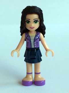 LEGO Friends Emma, Dark Blue Layered Skirt, Medium Lavender Vest minifigure