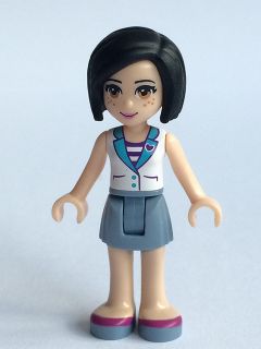 LEGO Friends Sandra, Sand Blue Skirt, White Vest over Striped Shirt minifigure
