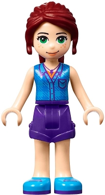 LEGO Friends Mia, Dark Purple Shorts, Dark Azure Plaid Shirt, Dark Red Ponytail minifigure
