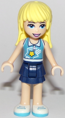 LEGO Friends Stephanie, Dark Blue Layered Skirt, Medium Azure and White Top minifigure
