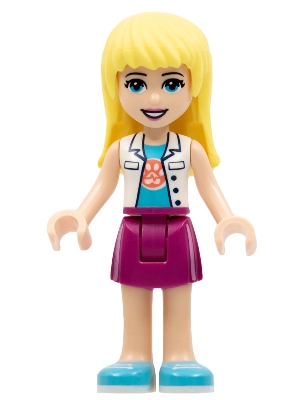LEGO Friends Stephanie, Magenta Skirt, White Top with Paw Print Undershirt minifigure