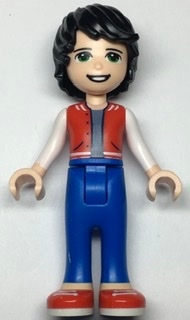 LEGO Friends Jackson, Red Shoes, Blue Trousers, Red Vest, Sand Blue Undershirt, White Sleeves minifigure