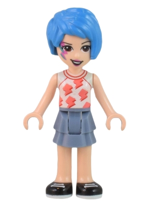 LEGO Friends Evelyn, White Sleeveless Shirt, Sand Blue Skirt, Face Paint minifigure