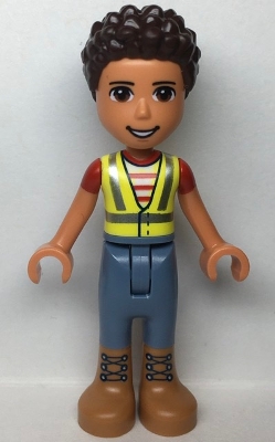 LEGO Friends River, Neon Yellow Safety Vest, Sand Blue Trousers with Medium Nougat Boots minifigure