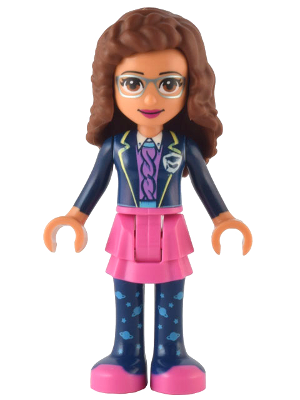 LEGO Friends Olivia (Nougat) - Dark Pink Skirt, Dark Blue Leggings, Dark Blue Jacket minifigure